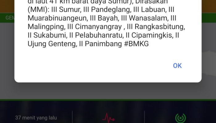 Kecamatan Sumur Pandeglang Diguncang Gempa Magnetudo 4,9