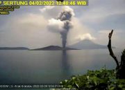 Gunung Anak Krakatau Kembali keluarkan Asap Tebal, Ketinggian Sampai 1000 Meter.