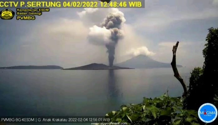 Gunung Anak Krakatau Kembali keluarkan Asap Tebal, Ketinggian Sampai 1000 Meter.