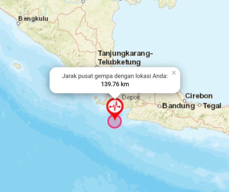 FOTO: Tangkapan layar dari aplikasi BMKG. Saat terjadi gempa pada Jumat (4/2/2022).