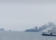 Kapal Ferry Terbakar Hebat di Sekitaran Pelabuhan Merak