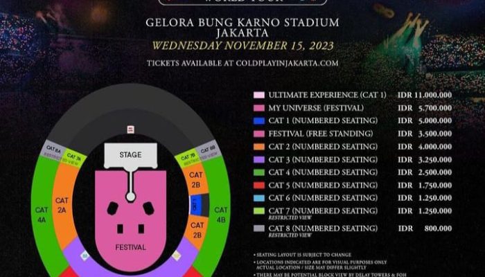 Harga Tiket Konser Coldplay di Jakarta Resmi Dirilis Promotor, Termahal Capai Rp11 Juta