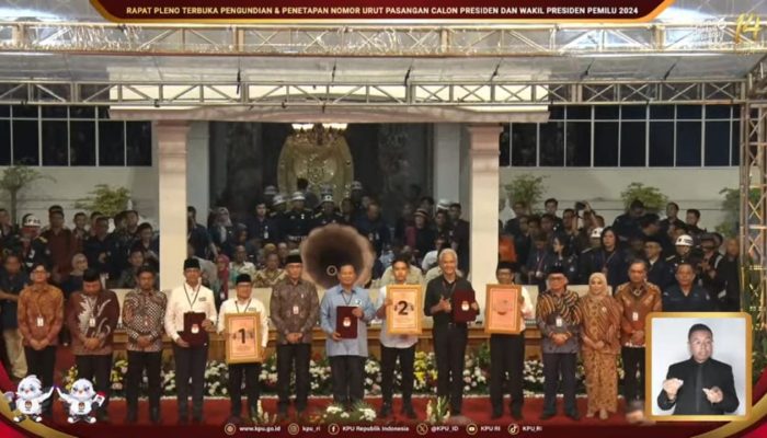 Hasil Undian Nomor Urut Pilpres 2024: Anies-Muhaimin 1, Prabowo-Gibran 2, Ganjar-Mahfud 3