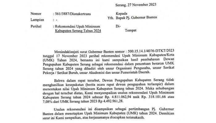 SAH! Upah Pekerja di Kabupaten Serang Tahun 2024 Naik Hampir 400 Ribu Rupiah