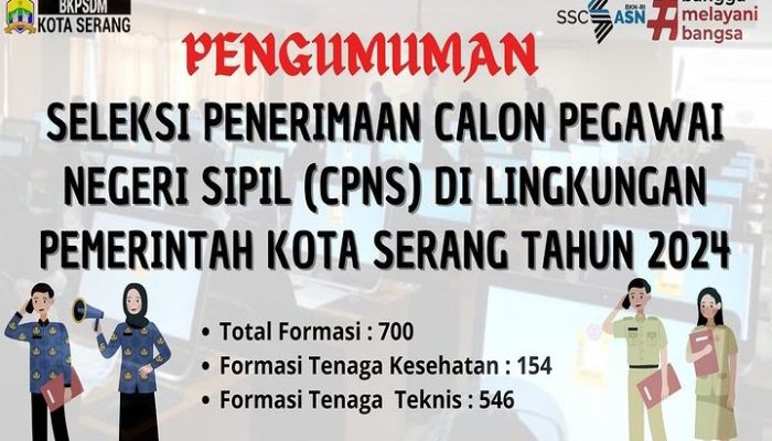 Pemkot Serang Buka Lowongan CPNS 2024 untuk 700 Formasi Jabatan, Simak Info Lengkapnya