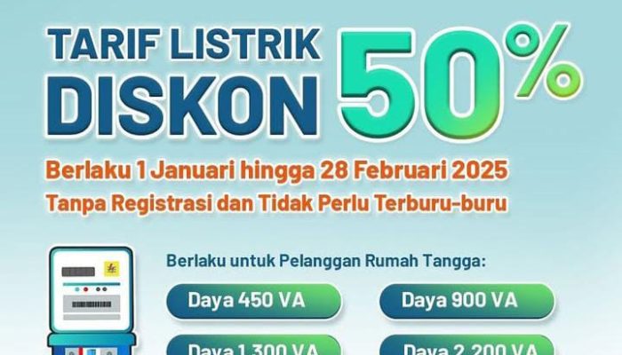 PLN Bagi-bagi Diskon Tarif Listrik 50 Persen, Berlangsung Hingga Februari 2025