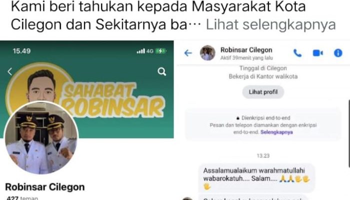 HATI-HATI! Akun Facebook ‘Robinsar Cilegon’ Akun Fake, Warga Jangan Salah Lapor